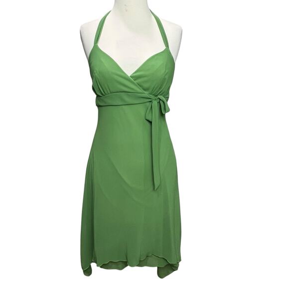 Trixxi Y2K Halter Dress Size XS Green Asymmetrical Hem Forest Fairy Whimsical - Picture 2 of 14